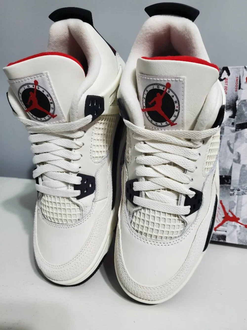 Nike Air Jordan 4 Retro 'Flight Club' Sail Black Red IM4026-100 GS Size 6.5Y NEW